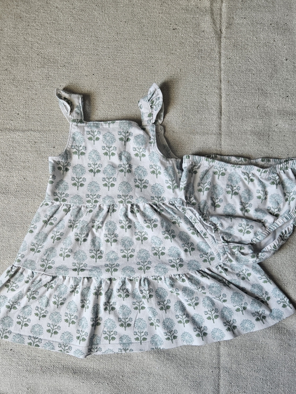 Carters Little Planet Floral Tiered Cotton Sundress with Matching Bloomers